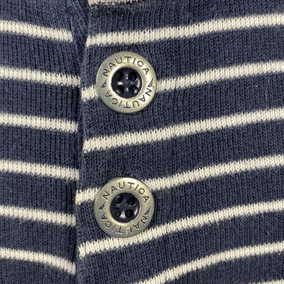 Nautica Men's Size XXL Blue White Striped Long Sleeve Henley Top Nautical Preppy - Picture 3 of 8